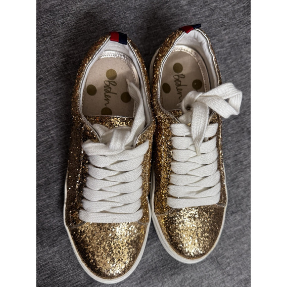 Boden Gold Glitter "Flat Form" Sneakers Lace-Up size 38 - Picture 6 of 7